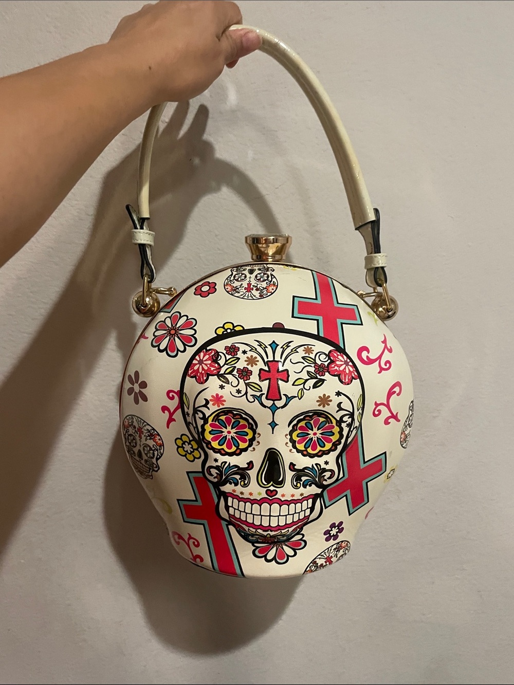 Day of the Dead Sugar Skull Novelty Handbag Faux Leather Urn Purse